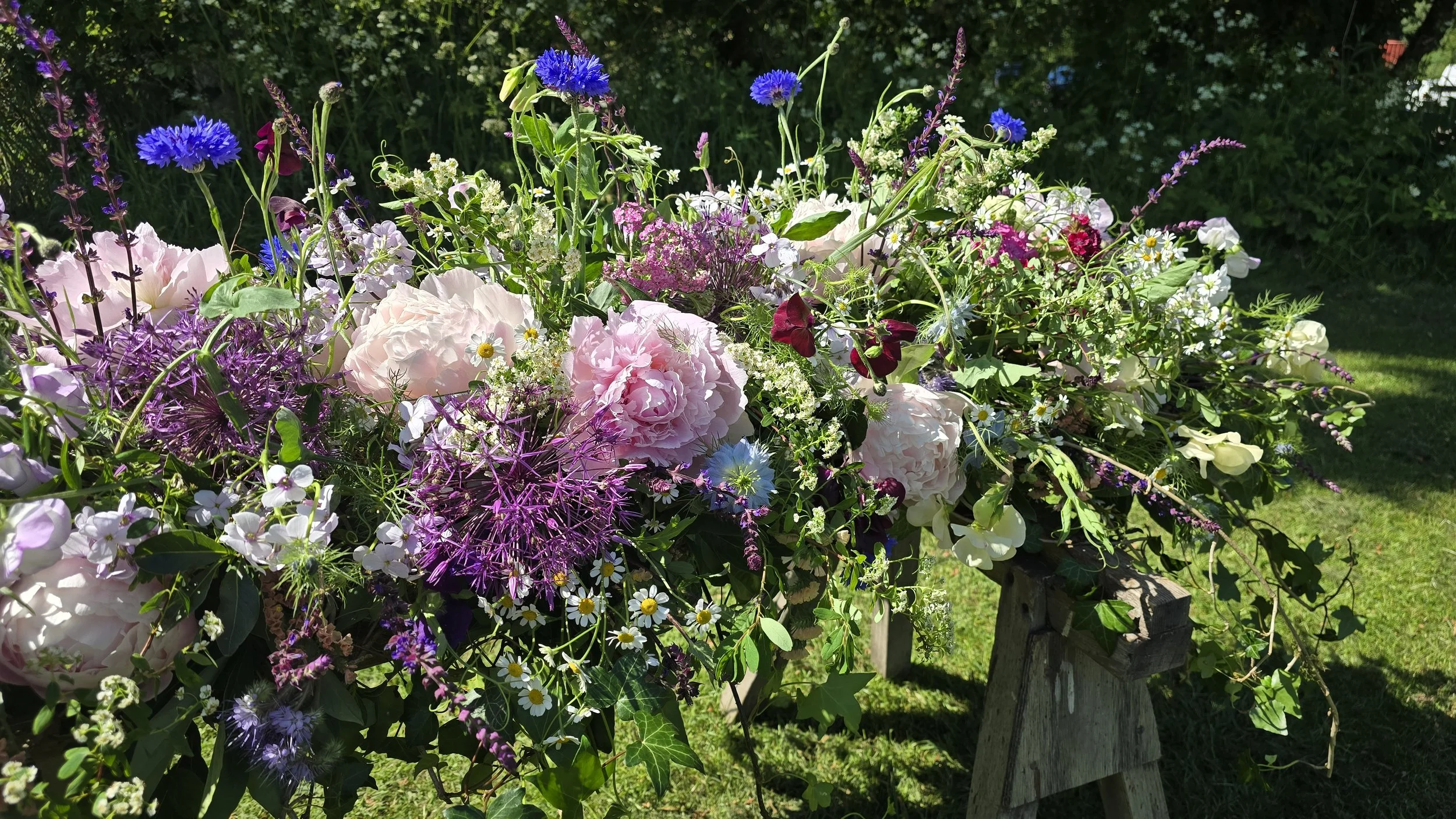Summer meadow style eco-friendly casket spray for funeral