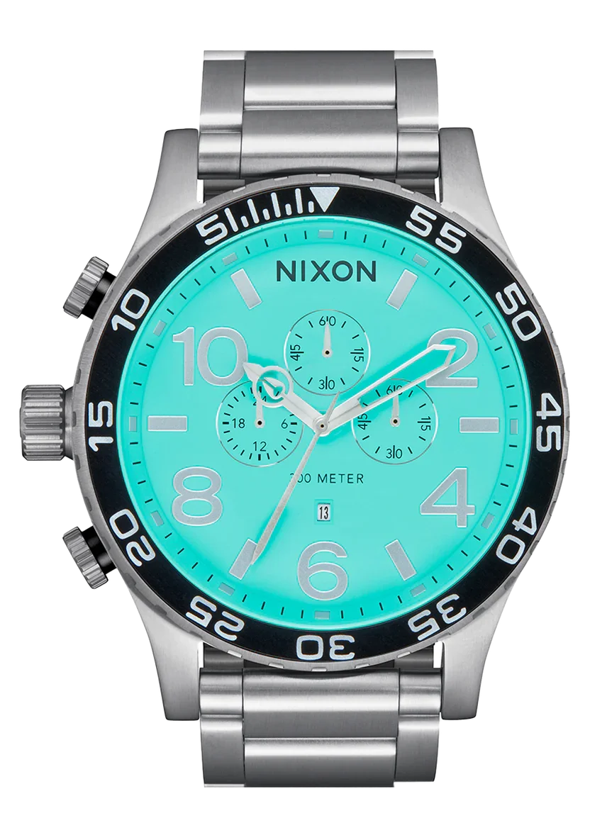 Nixon 51-30 Chrono - Silver / Turquoise Watch - Model # A1389-2084-00 - Best Selling!