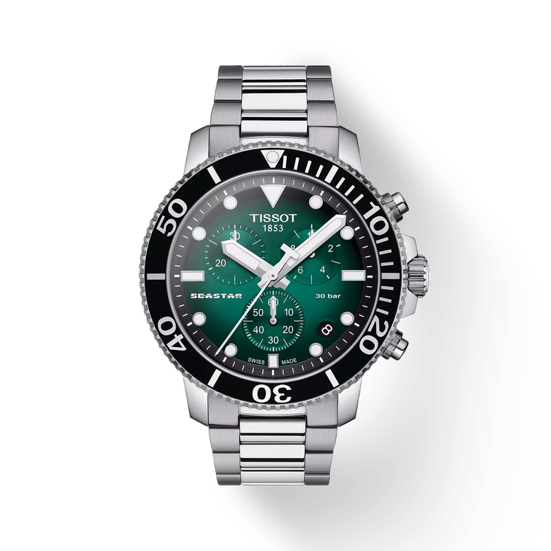 Tissot T120 Seastar 1000 Green Dial Chronograph - Model # T120.417.11.091.01 - Precision and Performance for the Modern Adventurer