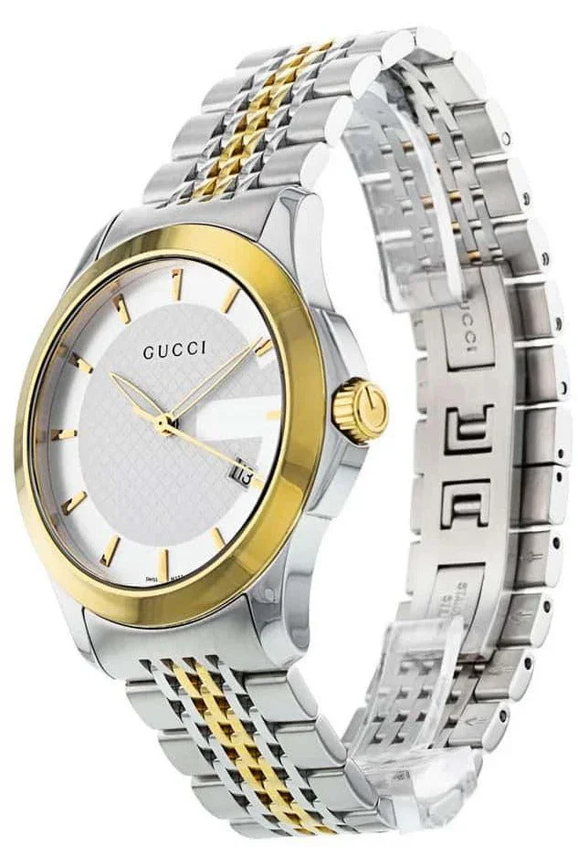 Gucci G Timeless Silver Dial Two Tone Steel Strap Watch For Women - Model # YA126511 - Elegance and Precision in Every Detail