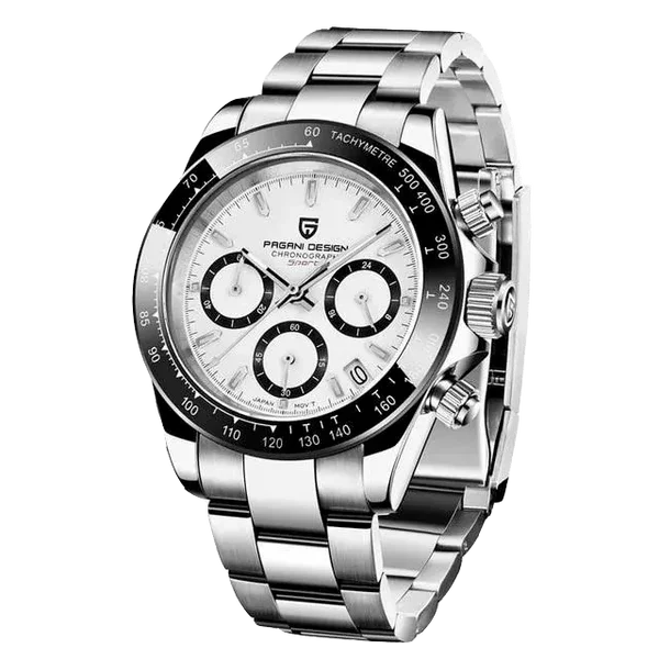 Pagani Design – "Panda" Chronograph with Silver & White Dial with Black Sub-dials - Model # PD-1644