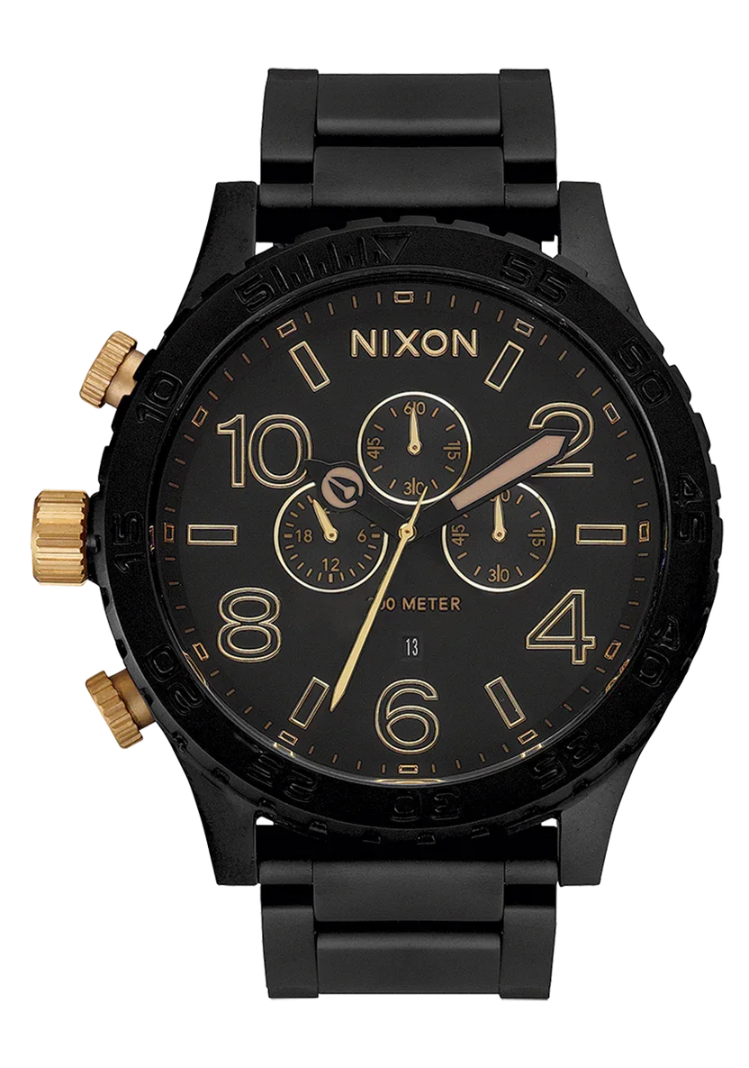Nixon 51-30 Chrono - Matte Black and Gold Watch - Model # A1389-1041-00 - Best Selling!