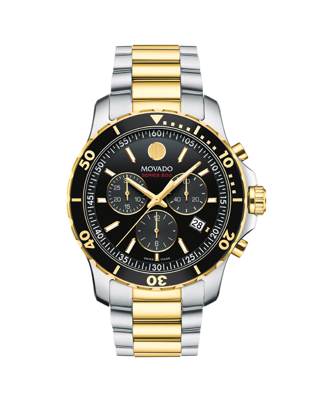 Movado Series 800 Men's Two-Toned Watch with Black Dial - Model # 2600146 - A sophisticated timepiece combining elegance with functionality!