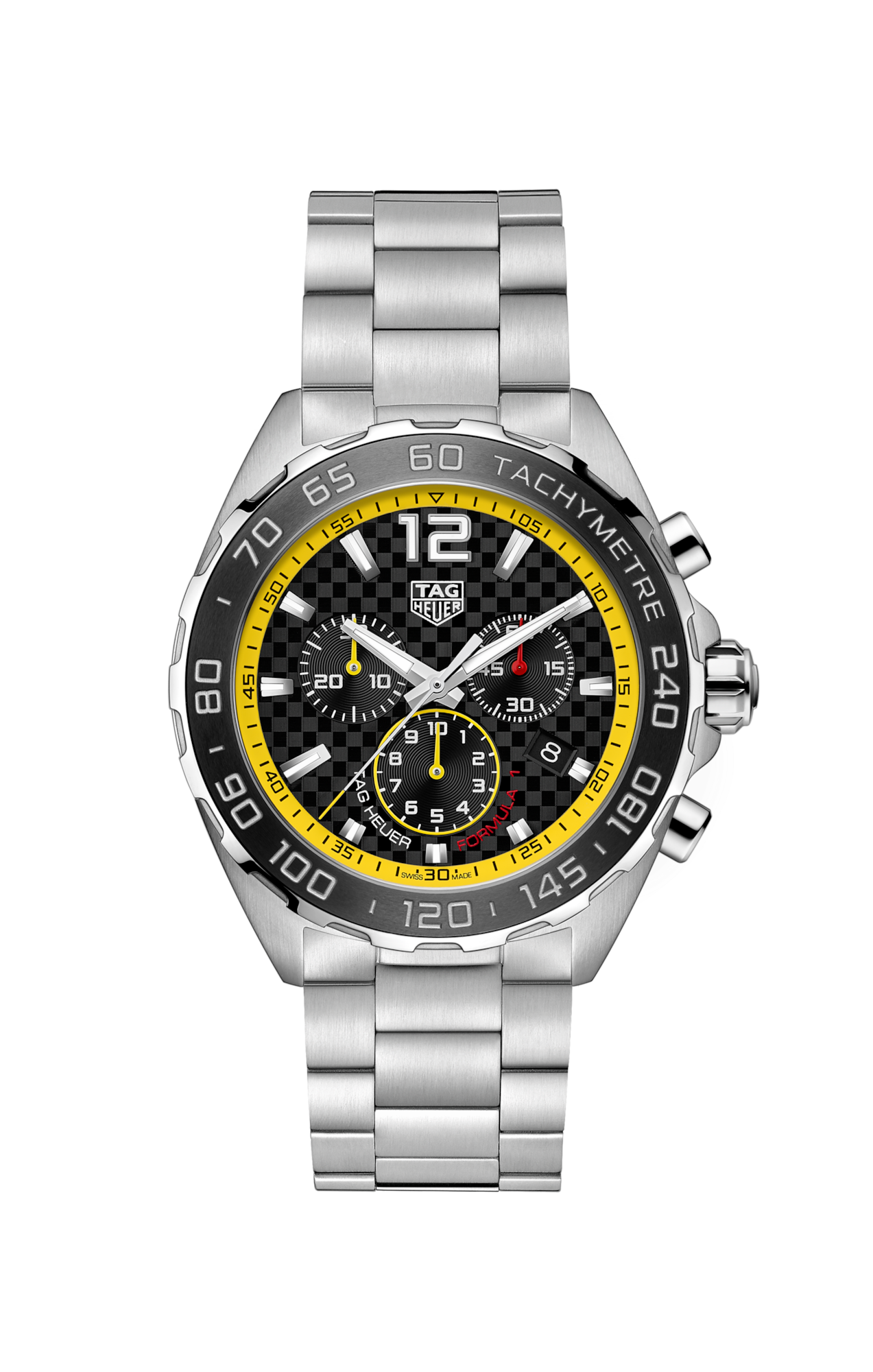 TAG Heuer Formula 1 Chronograph Black Dial with Vibrant Yellow Trim - Model # CAZ101AC.BA0842 - Eye-catching!
