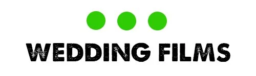 Logo with the text 'WEDDING FILMS' and three green dots above it