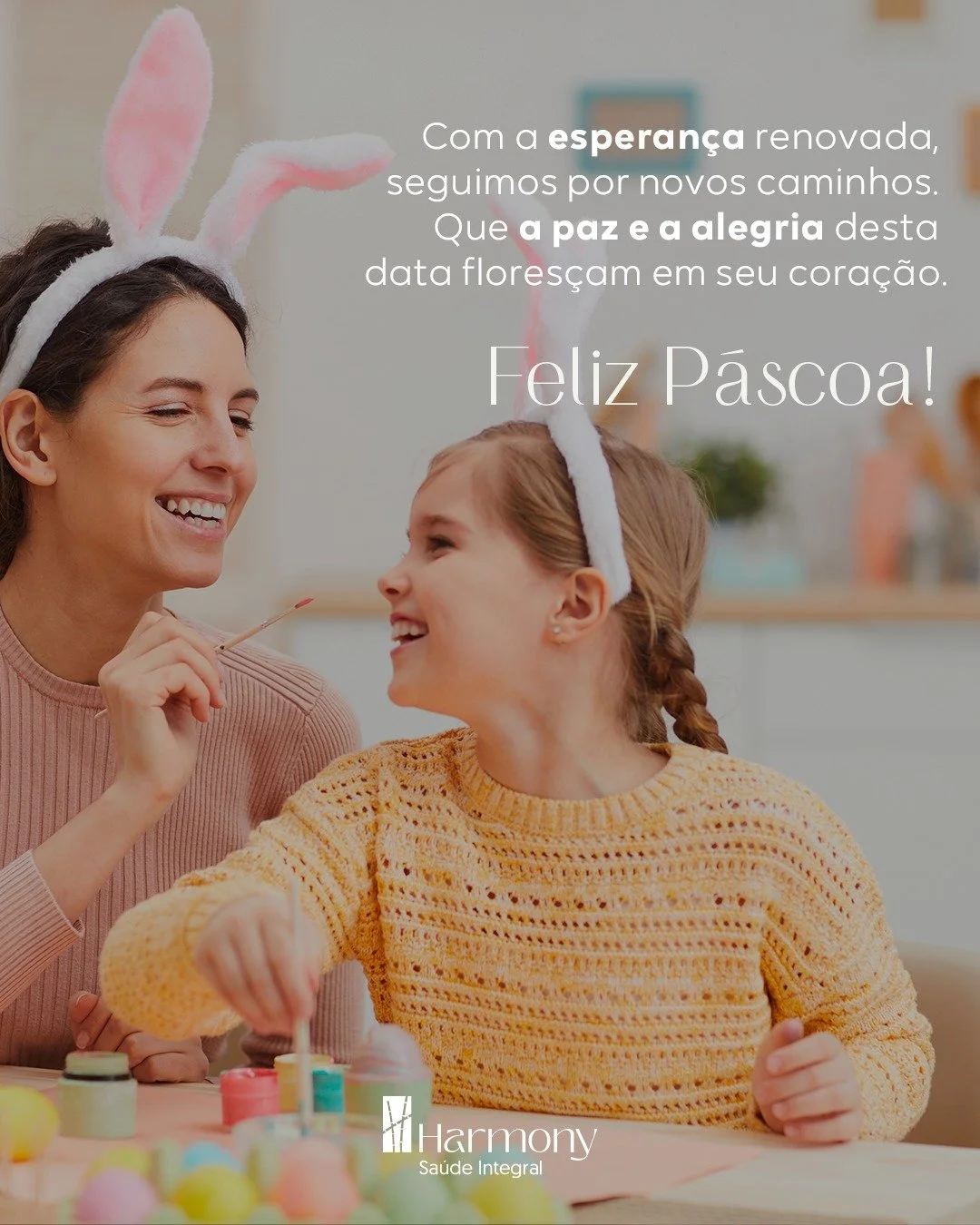 Que essa data traga leveza, paz e bons recome&ccedil;os para voc&ecirc; e sua fam&iacute;lia.

A Harmony Sa&uacute;de Integral deseja uma Feliz P&aacute;scoa a todos os nossos pacientes. 💚

#SaudeIntegral #CuidadoIntegral #BelezaComSaude #HarmonySau