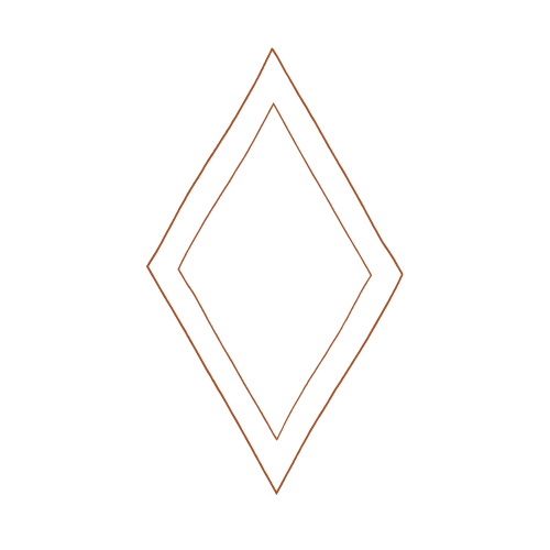 Pink double diamond outline design on black background.