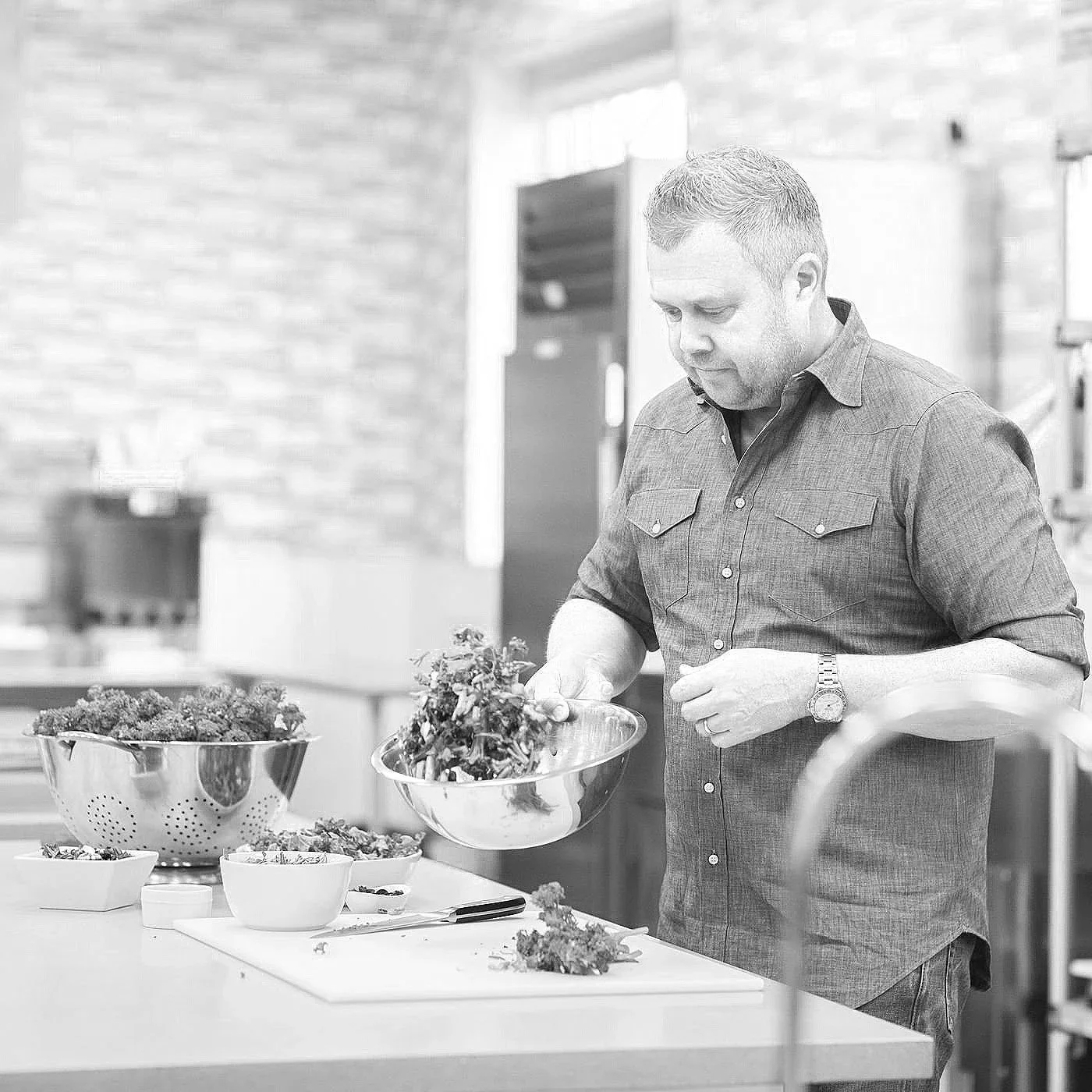 Chef Ford Fry working in the Chick-fil-A, Inc. Test Kitchen