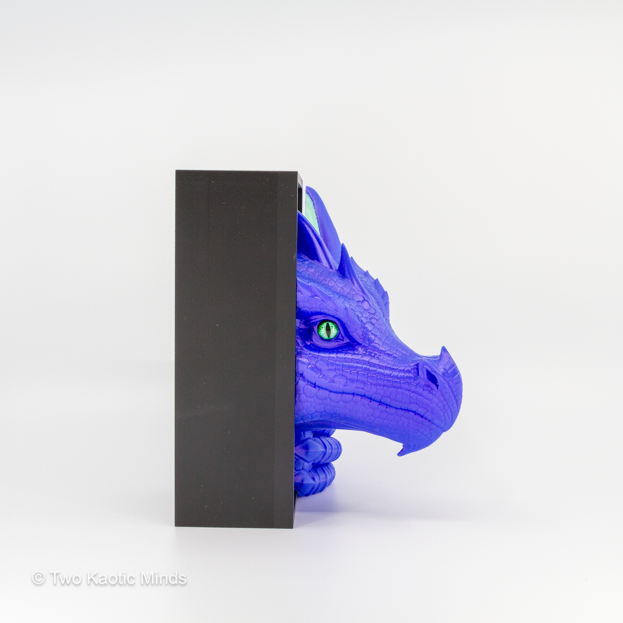 Side view of the Pulsar-Jade Sea Dragon book nook showing dragon head profile against the matte black outer box