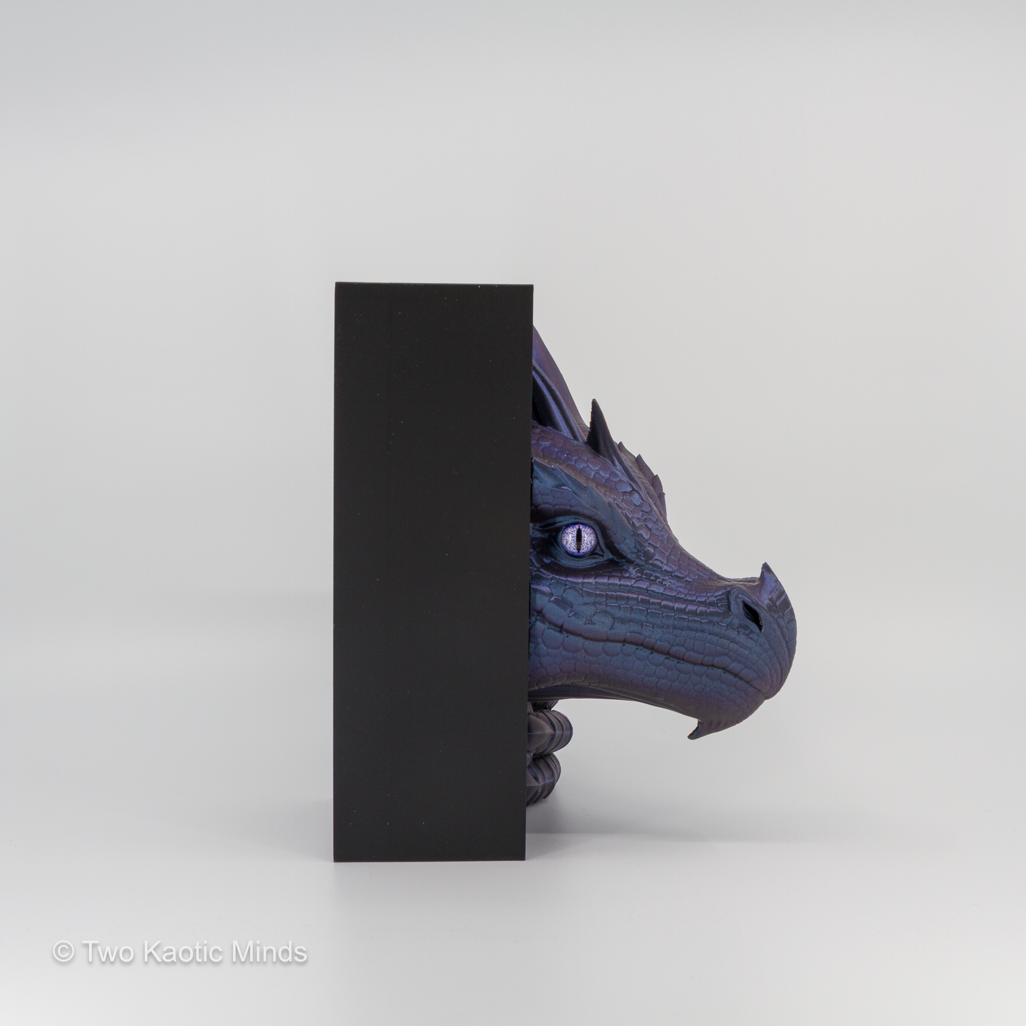 Side view of the Mercury-Natural Sea Dragon book nook showing dragon head profile against the matte black outer box