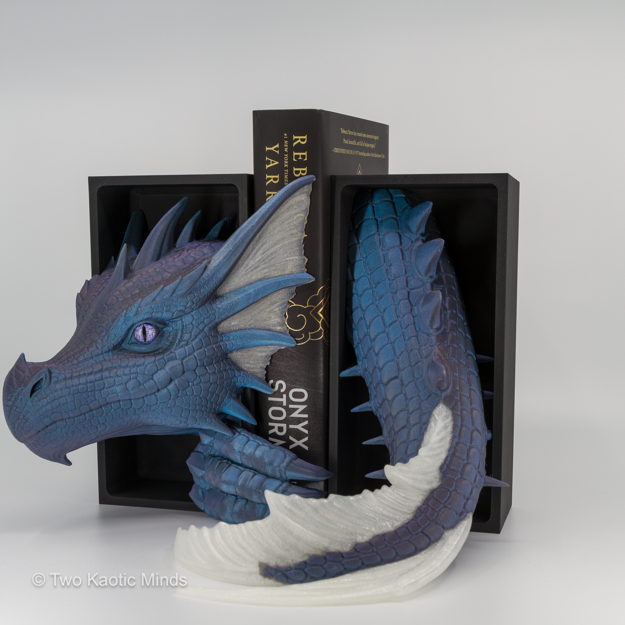 Close angle of the Mercury-Natural Sea Dragon showing translucent white fin and scale accents with purple glass eye detail