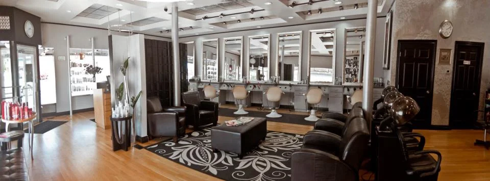 Wide angle shot of the salon.