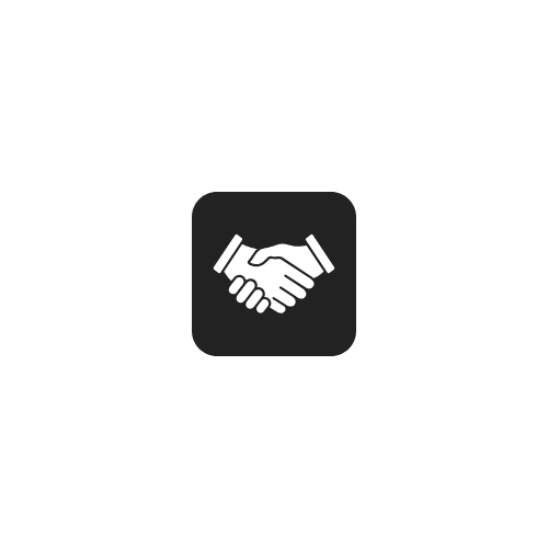 Icon of a handshake indicating agreement or partnership.