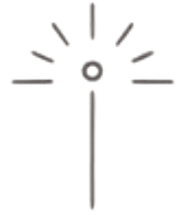 A candlestick with a single unlit white candle surrounded by radiating lines.