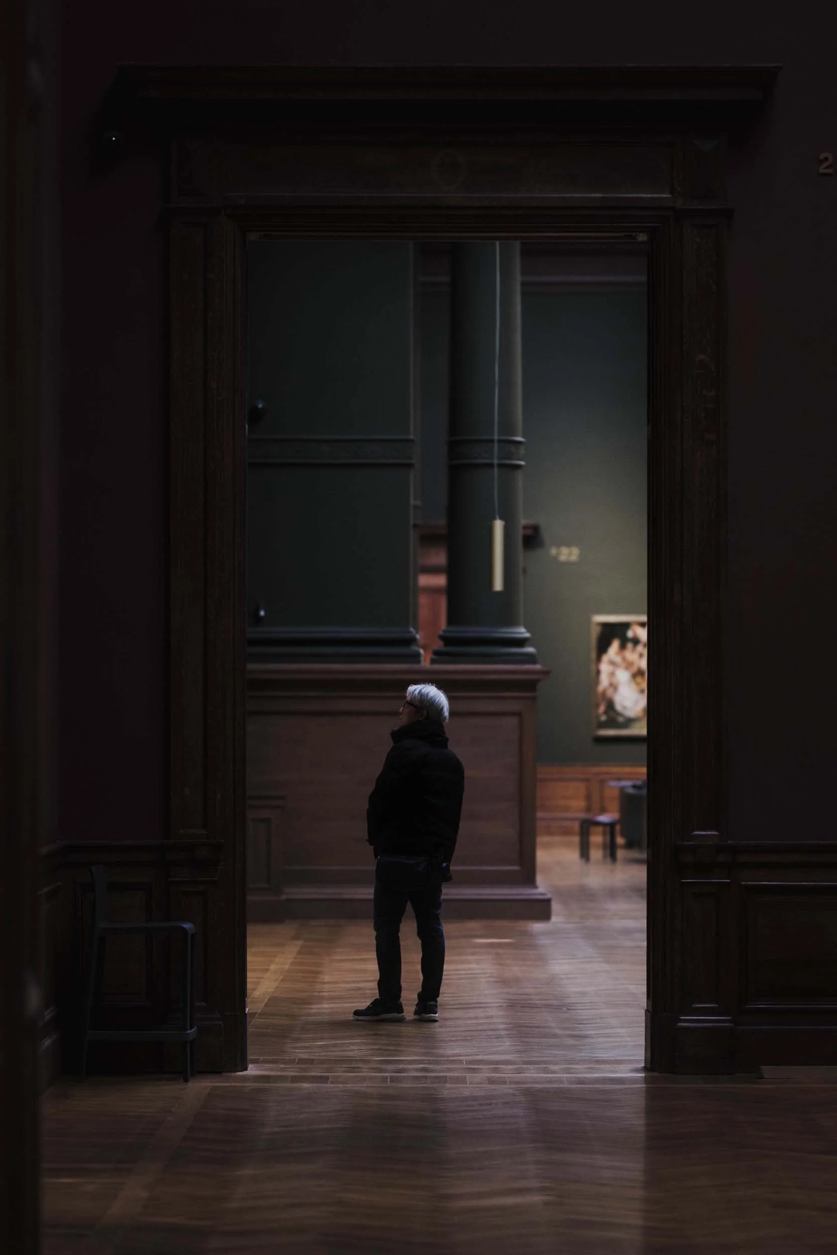 Man admiring art in KMSKA