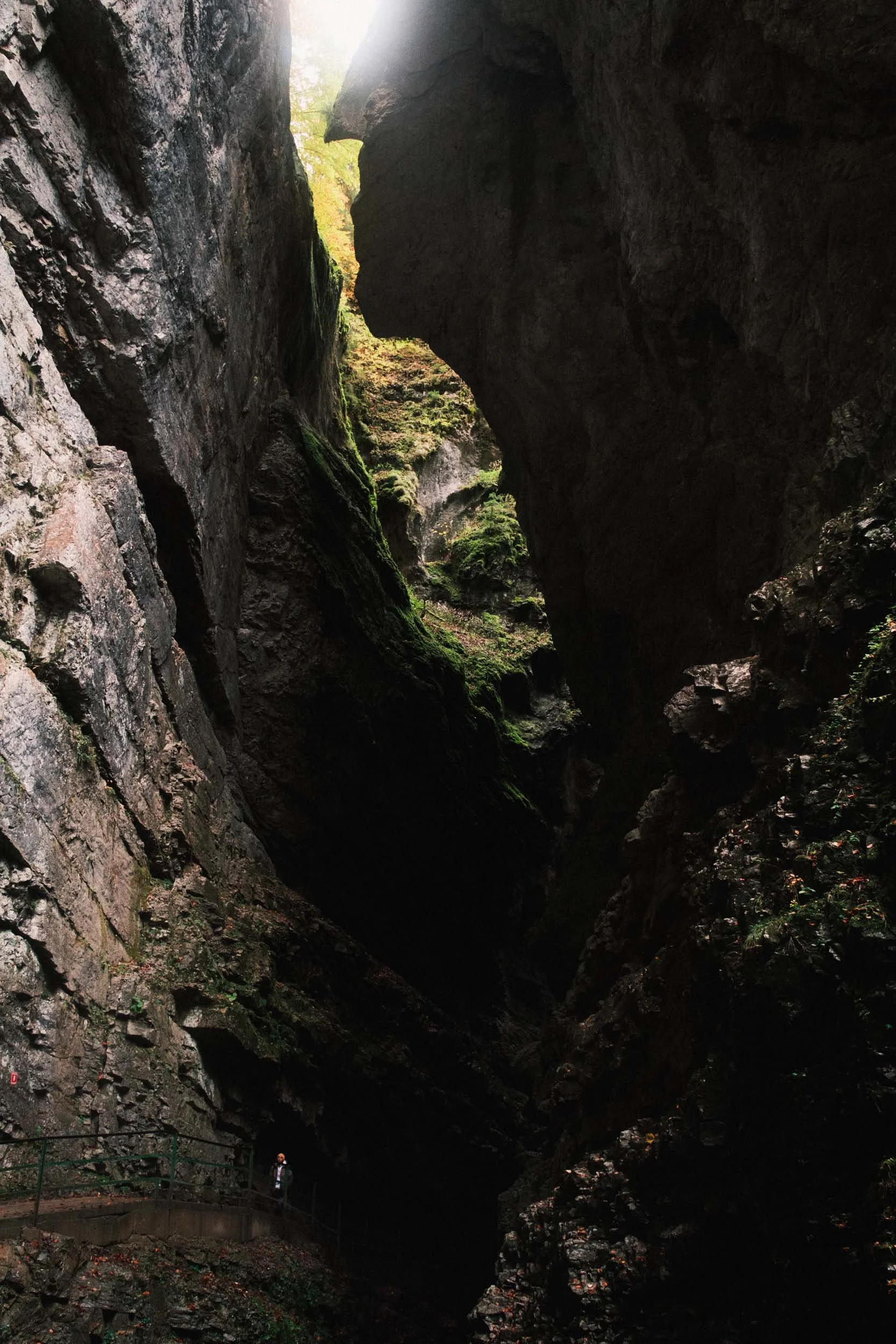 person walks through breitachklamm