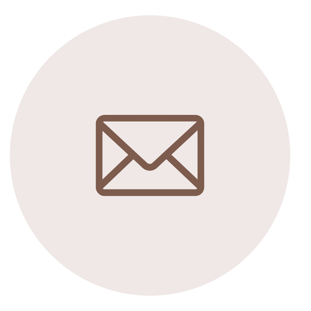 Icon of a brown outline envelope on a light gray circular background