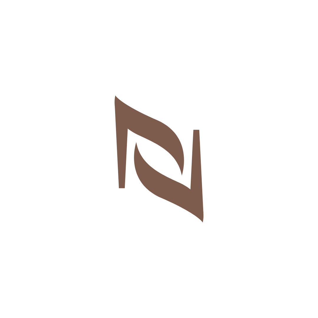 A black logo with a stylized brown leaf design and the word 'Nature' written above it.