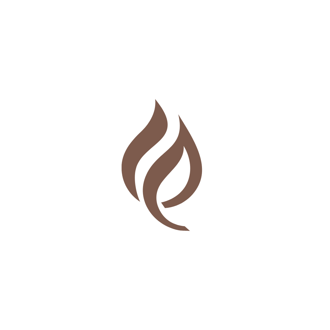 Black logo with brown stylized flames and the text "Mi Casa" in black