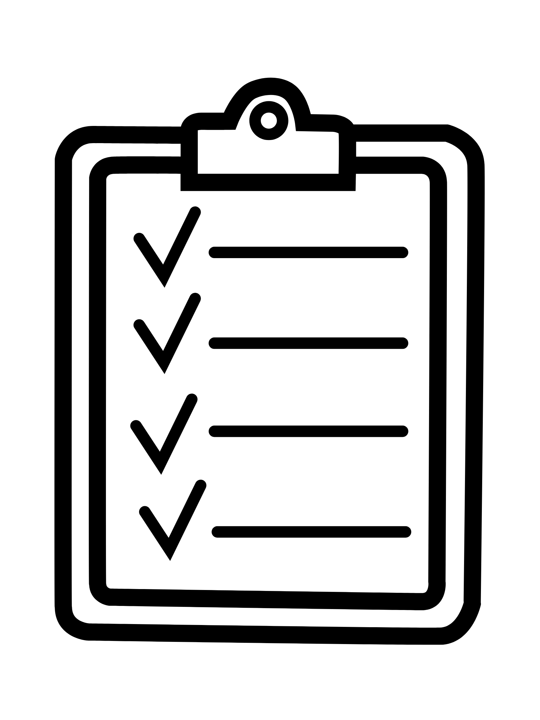 Outline of a clipboard with a checklist containing five partially checked items.