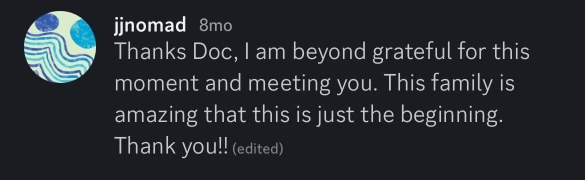 Social media post expressing gratitude and excitement for meeting someone, with a family picture as the profile icon.