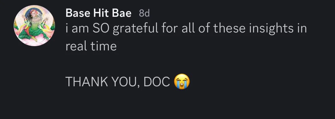 A social media comment expressing gratitude and thanks to a doctor, with a crying emoji.