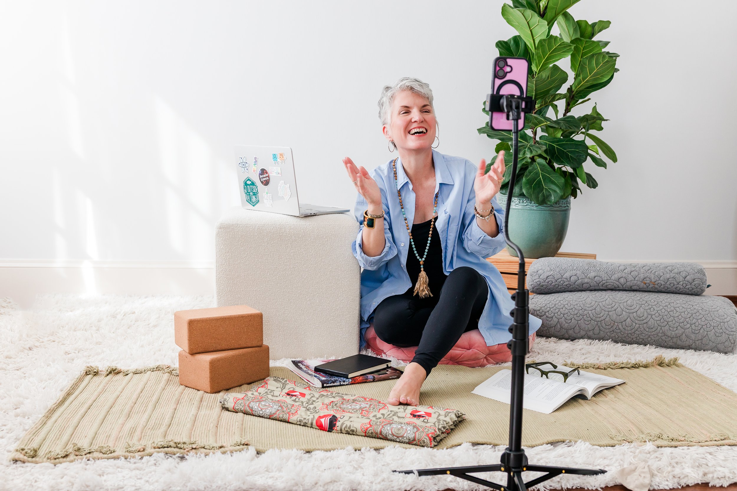 Heather Hatcher creating yoga content, serving Charlotte, Wilmington, and Winston-Salem, North Carolina.