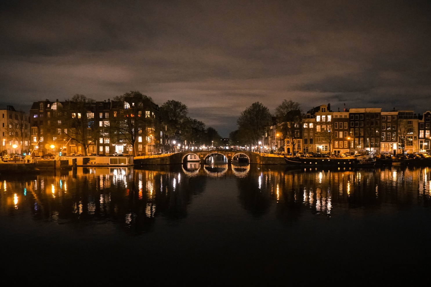 Amstel river at night