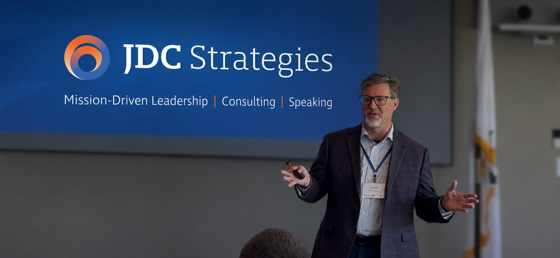 Jason Dana Costa speaking at leadership event, JDC Strategies LLC mission-driven leadership consulting and speaking