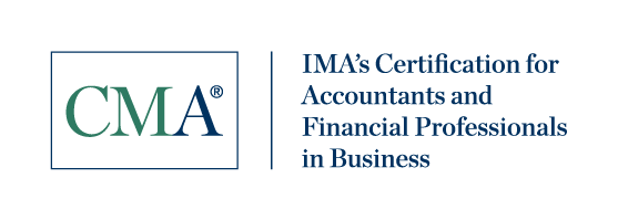 CMA logo with text saying 'IMA's Certification for Accountants and Financial Professionals in Business'
