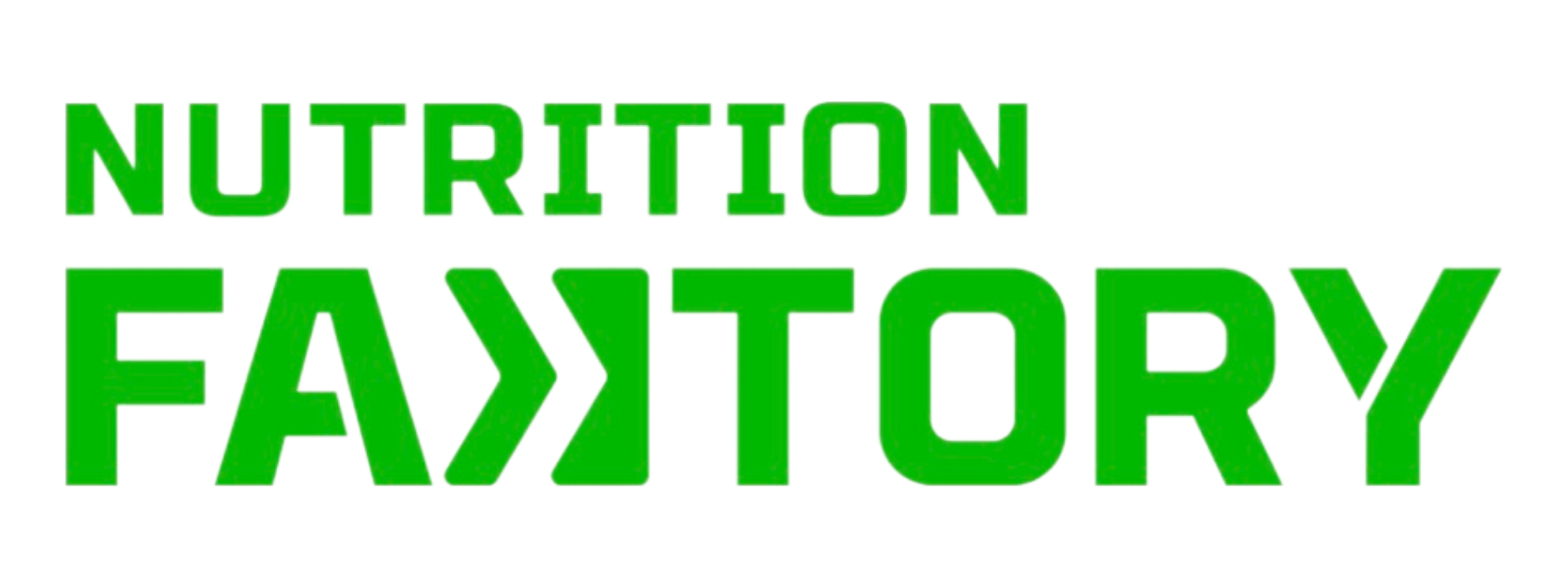 Green text stating "NUTRITION FACTORY" with a black background.