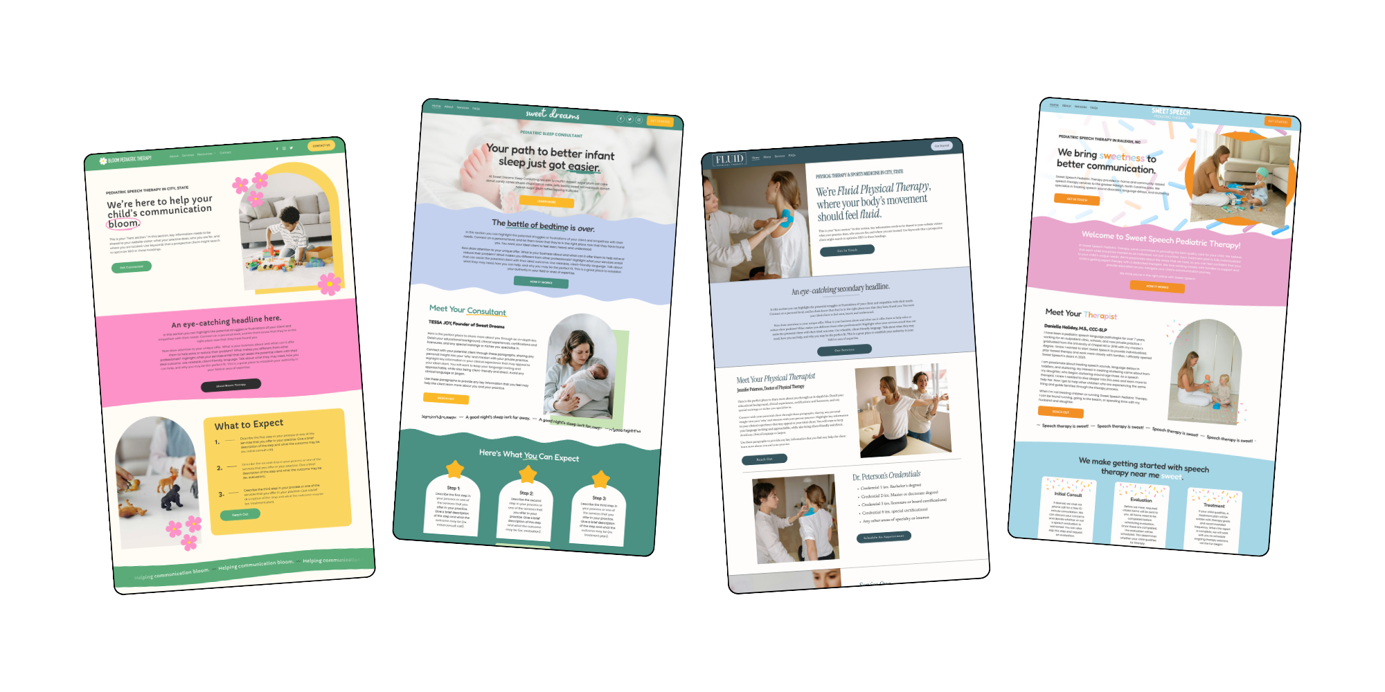 website templates for SLPs, OTs, and PTs