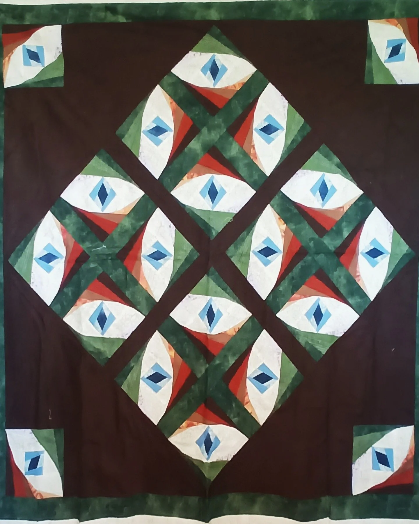 "Eyeball Quilt&copy;" Original design created during a supplemental class taught by Eileen Bahring Sullivan on how to create your own foundation pieced patterns.