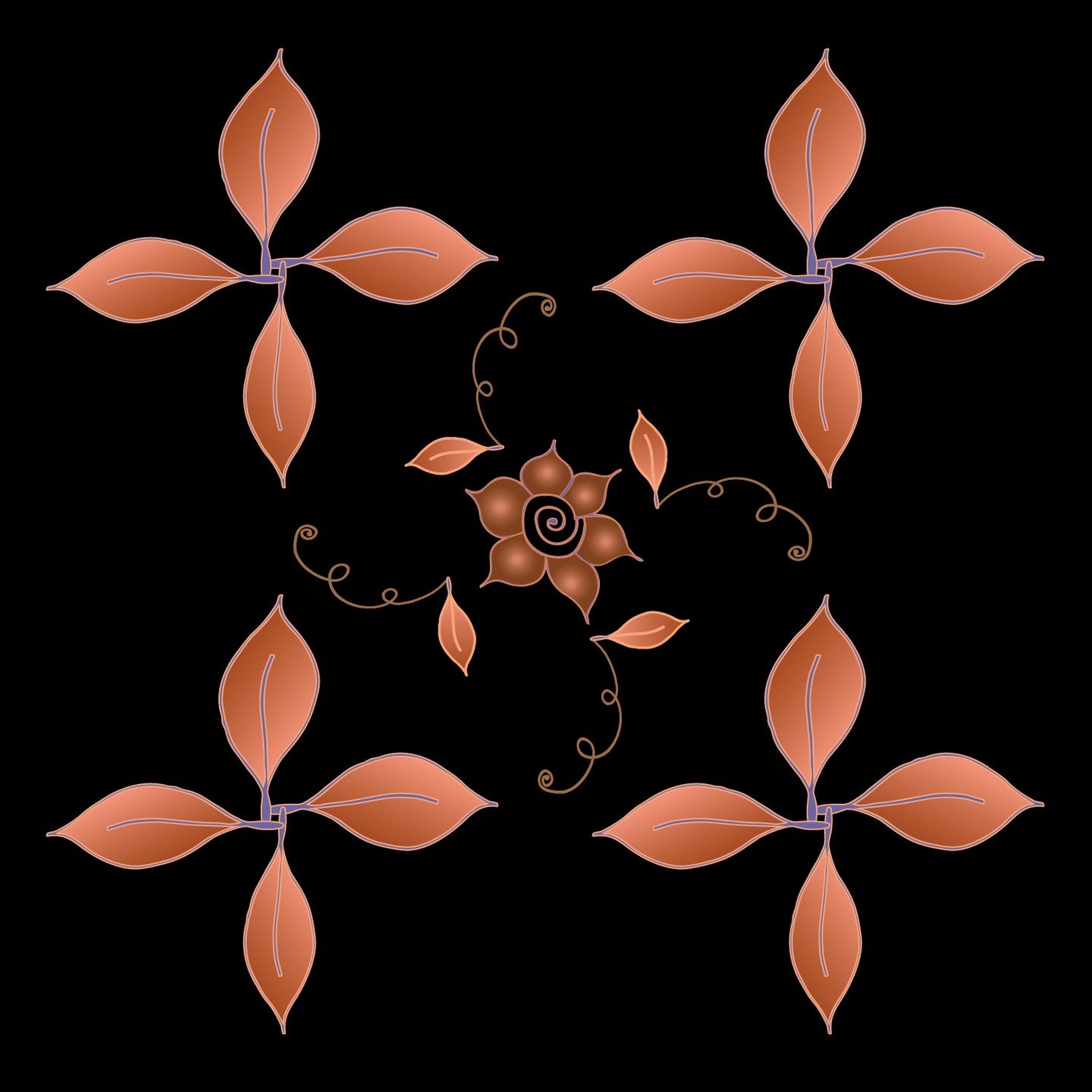 Copper &amp; Sky Collection. Available on Spoonflower. These are the Midnight and soft Cloudy Day shades! A lovely pairing of warm copper designs on stark black as Midnight and soft Cloudy Day cream backgrounds. All repeating patterns that can be adj