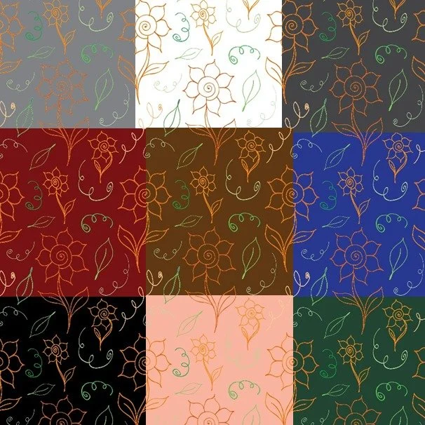 Snail Garden Collection. Now available on Spoonflower! A fun collection of snail shells, flowers, leaves, and loopy snail trails. The design and background are all earth tones in multiple shades of gardening fun. Enjoy!