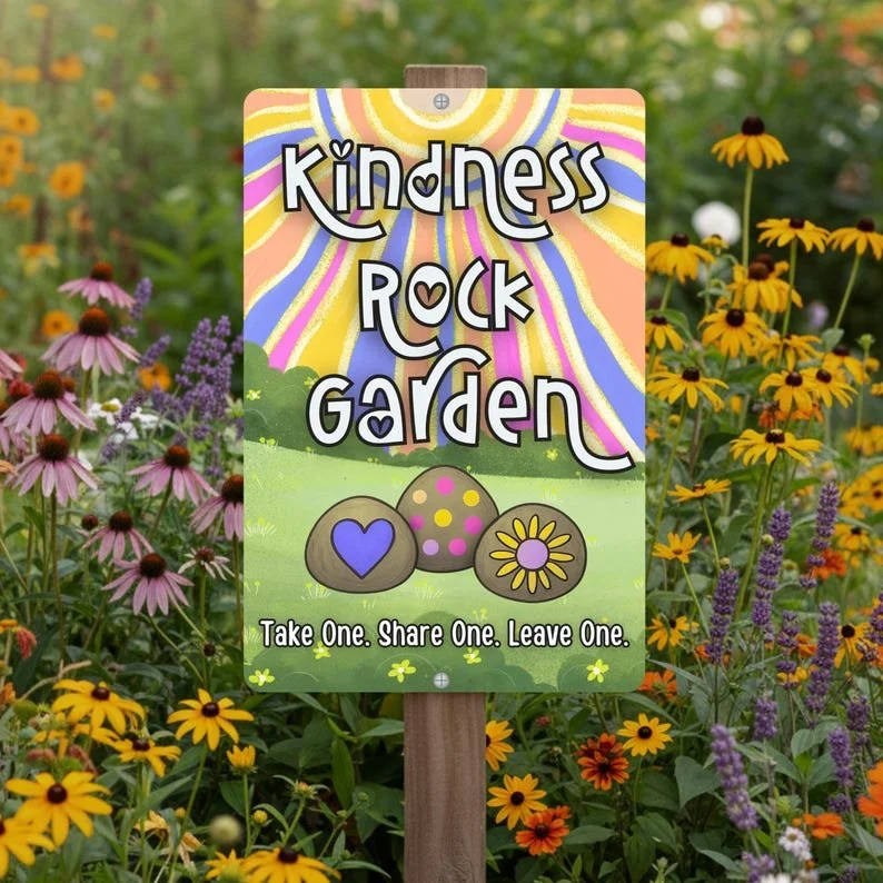 "Sunburst" Kindness Rock Garden Metal Sign