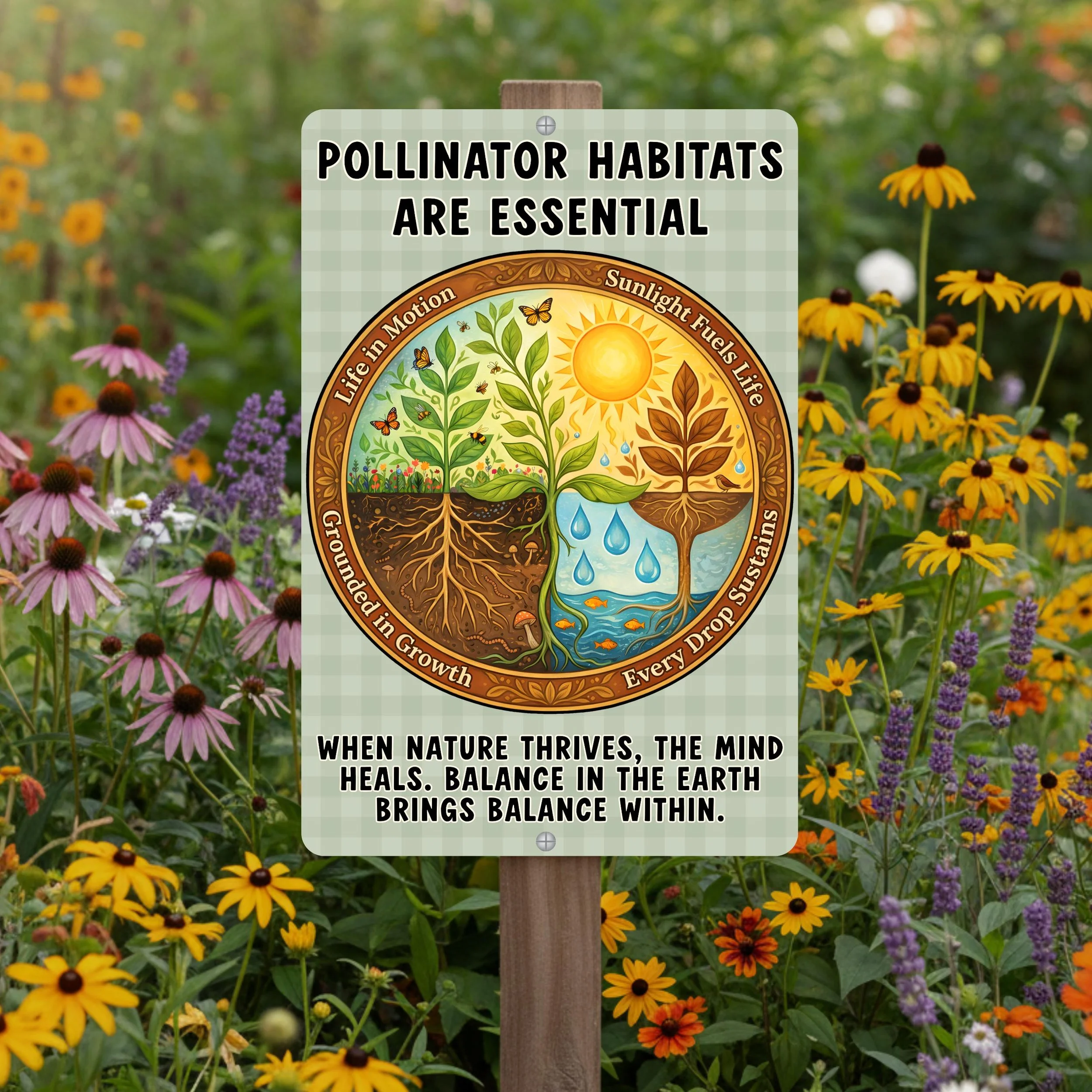 "Pollinators Are Essential" Native Plant Pollinator Habitat Sign