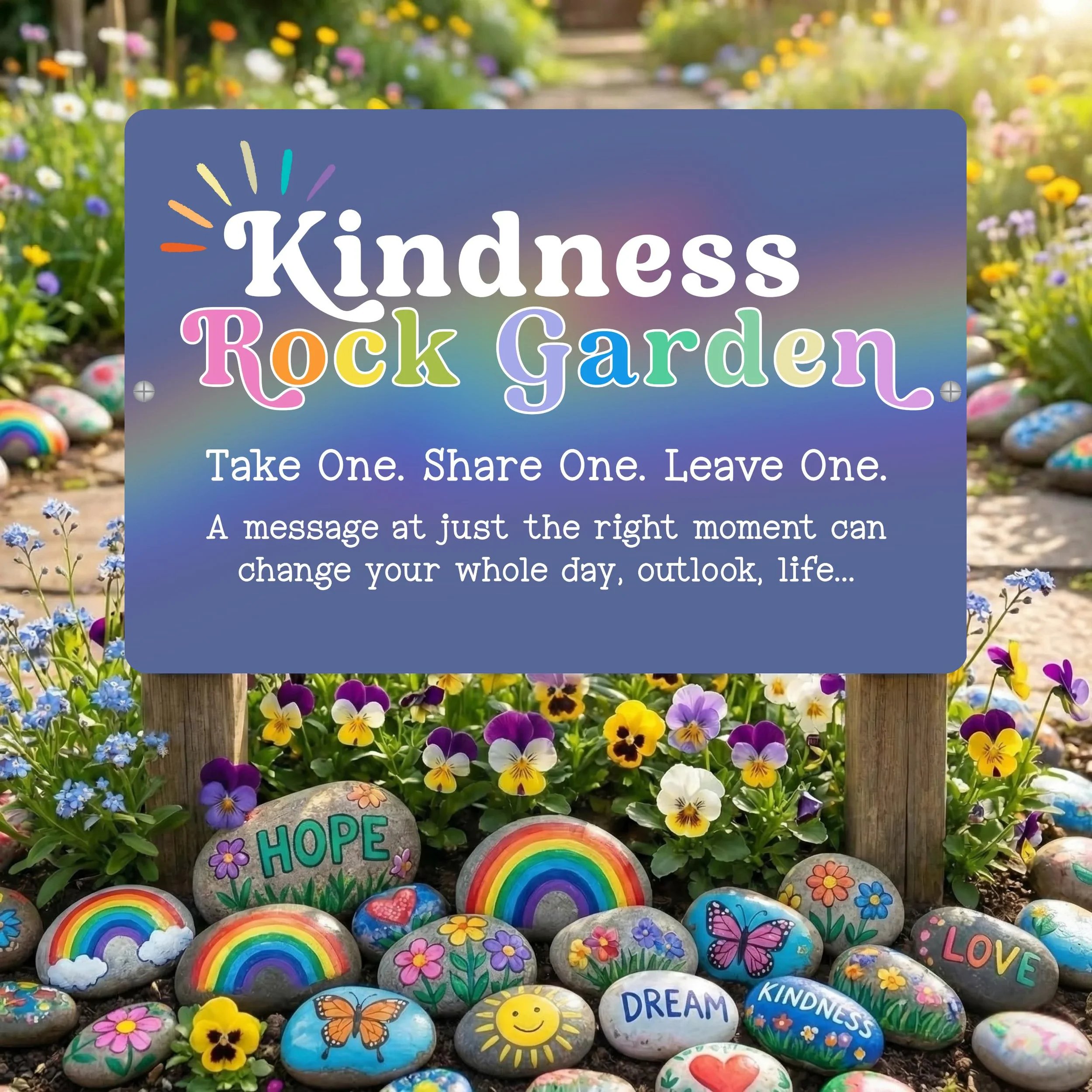 "Purple Prism" Kindness Rock Garden Sign