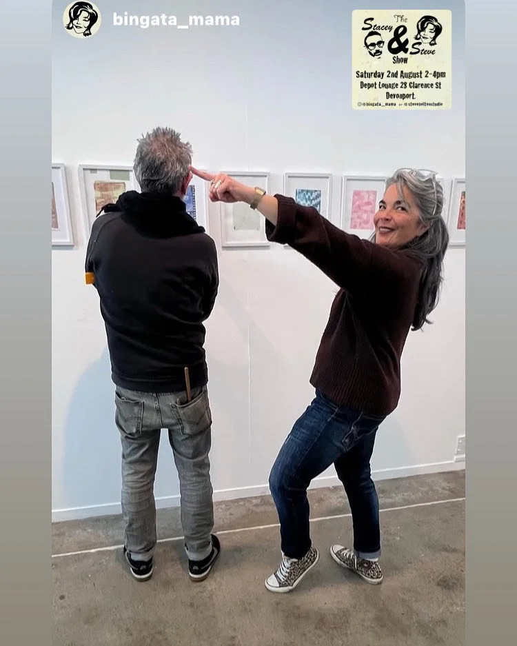 Stacey & Steve getting ready for the show. The Stacey & Steve Show. Depot Lounge 2025