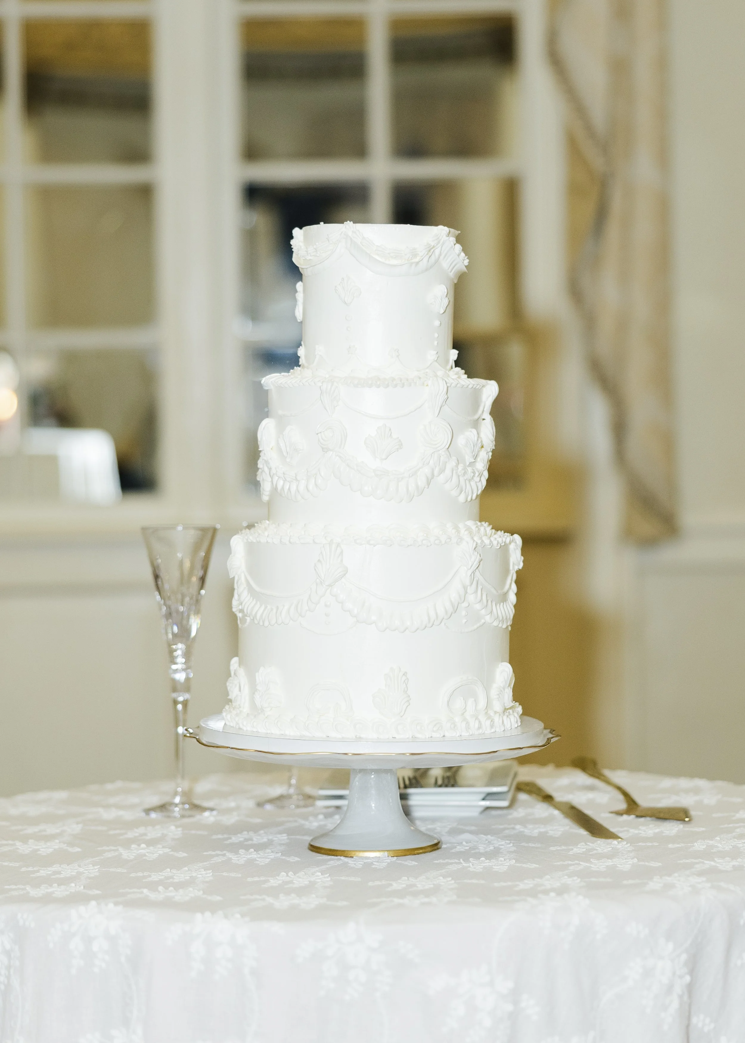 White and Gold Glass Platter