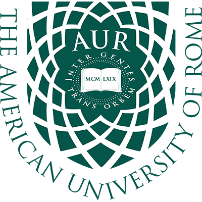 Seal of the American University of Rome with a decorative border, the university's name, and the Latin motto 'INTER GENTES, TRANS OMNES'.