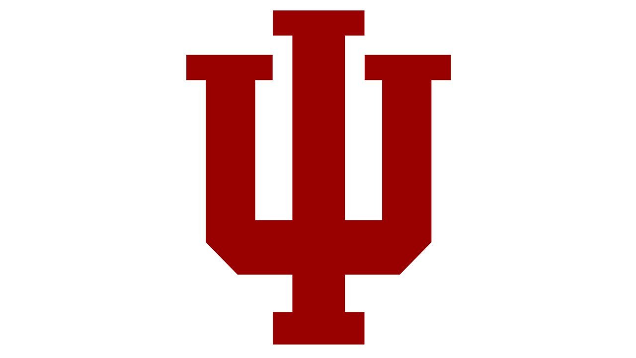 Red Indiana University logo on a white background.