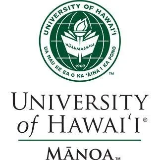 Seal of the University of Hawaii with green and white colors, featuring a stylized book, leaf, and globe, and text in both English and Hawaiian.