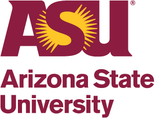 Arizona State University logo with the sunburst design and maroon text