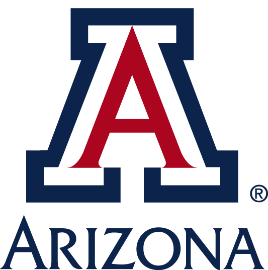 The University of Arizona logo featuring a large stylized 'A' in red with blue outline and the word 'ARIZONA' underneath.