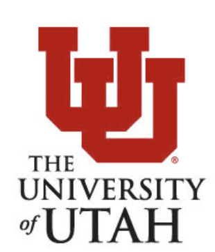The logo of the University of Utah featuring a large red interlocking 'U' above the text.