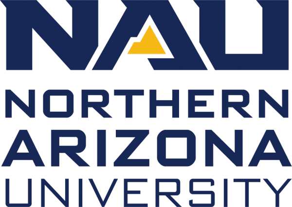 Logo of Northern Arizona University, featuring a stylized yellow triangle within the letters NAU, with the words Northern Arizona University in bold navy font.