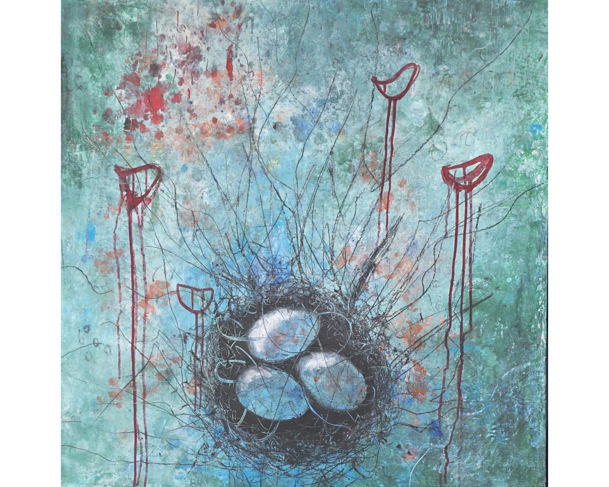 Nature inspired oil and cold wax painting