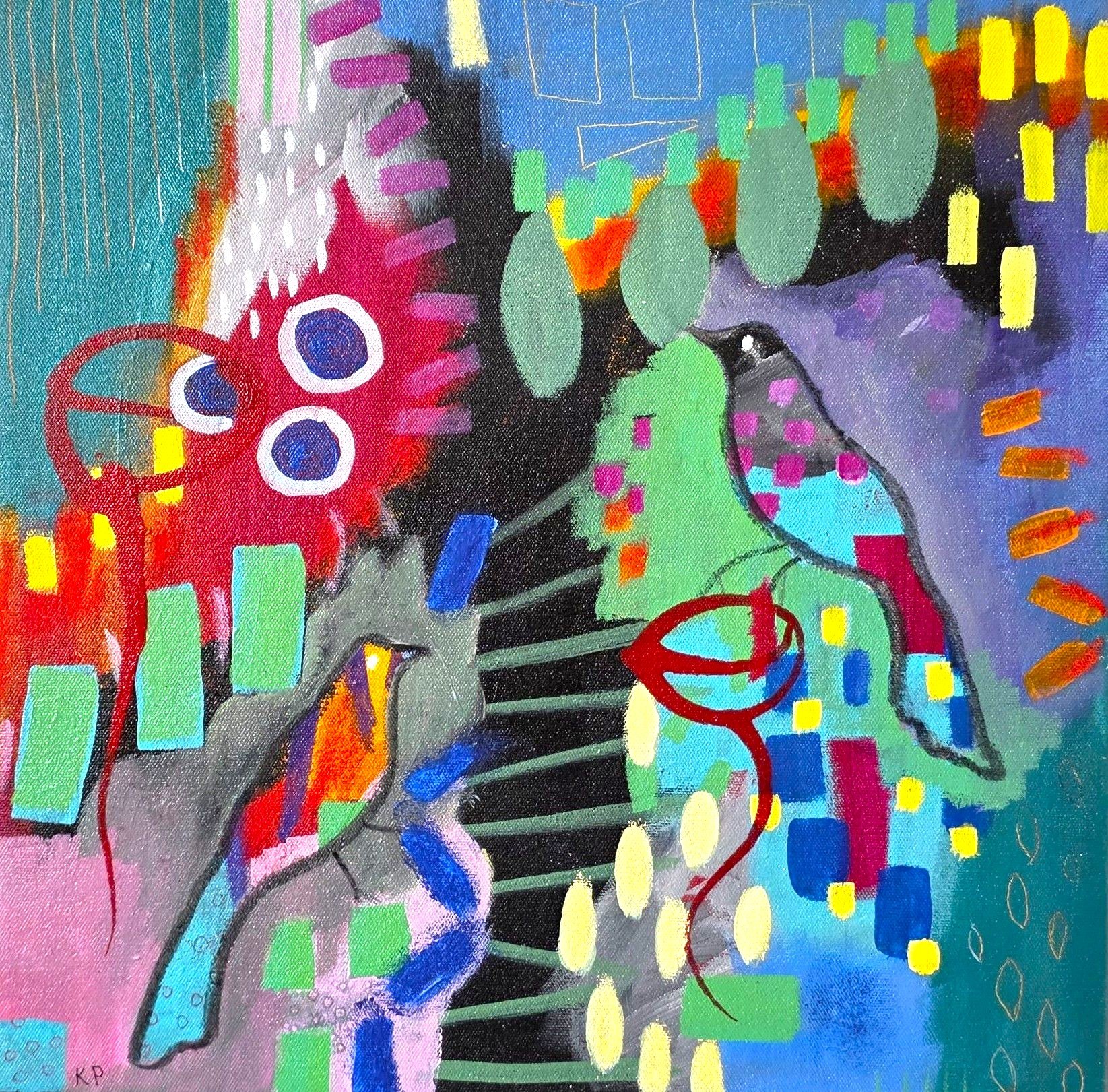 Listen to the Birds - original acrylic painting with frame 33cm*33cm