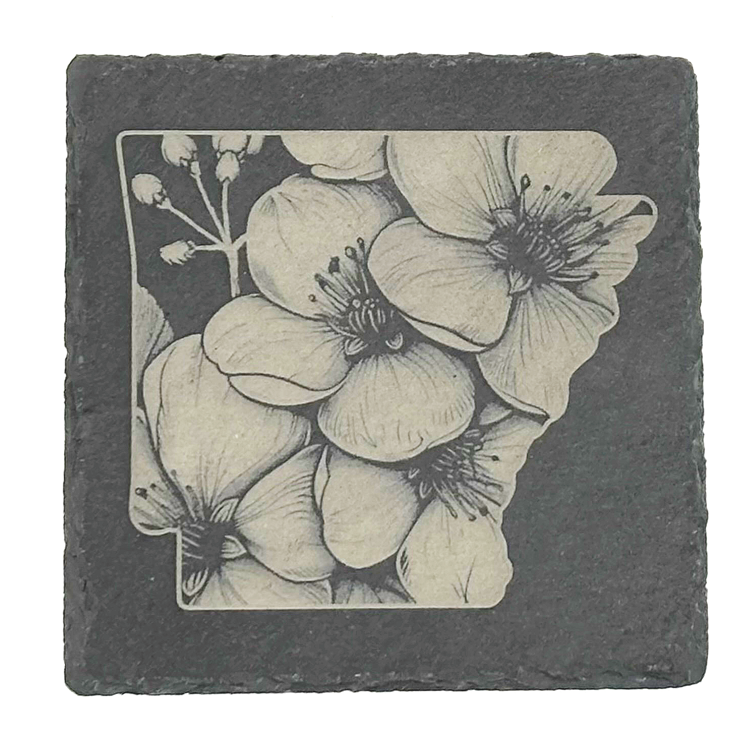 Slate Apple Blossom Coaster Set